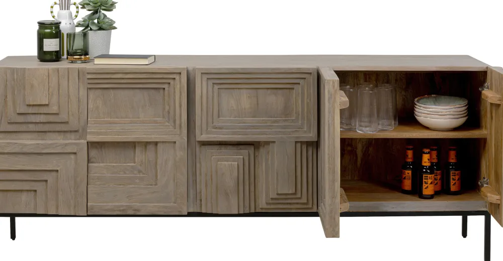 Komody*KARE Design Komoda 5-drzwiowa Rustykalna Z Drewna Mango 184x76 Cm