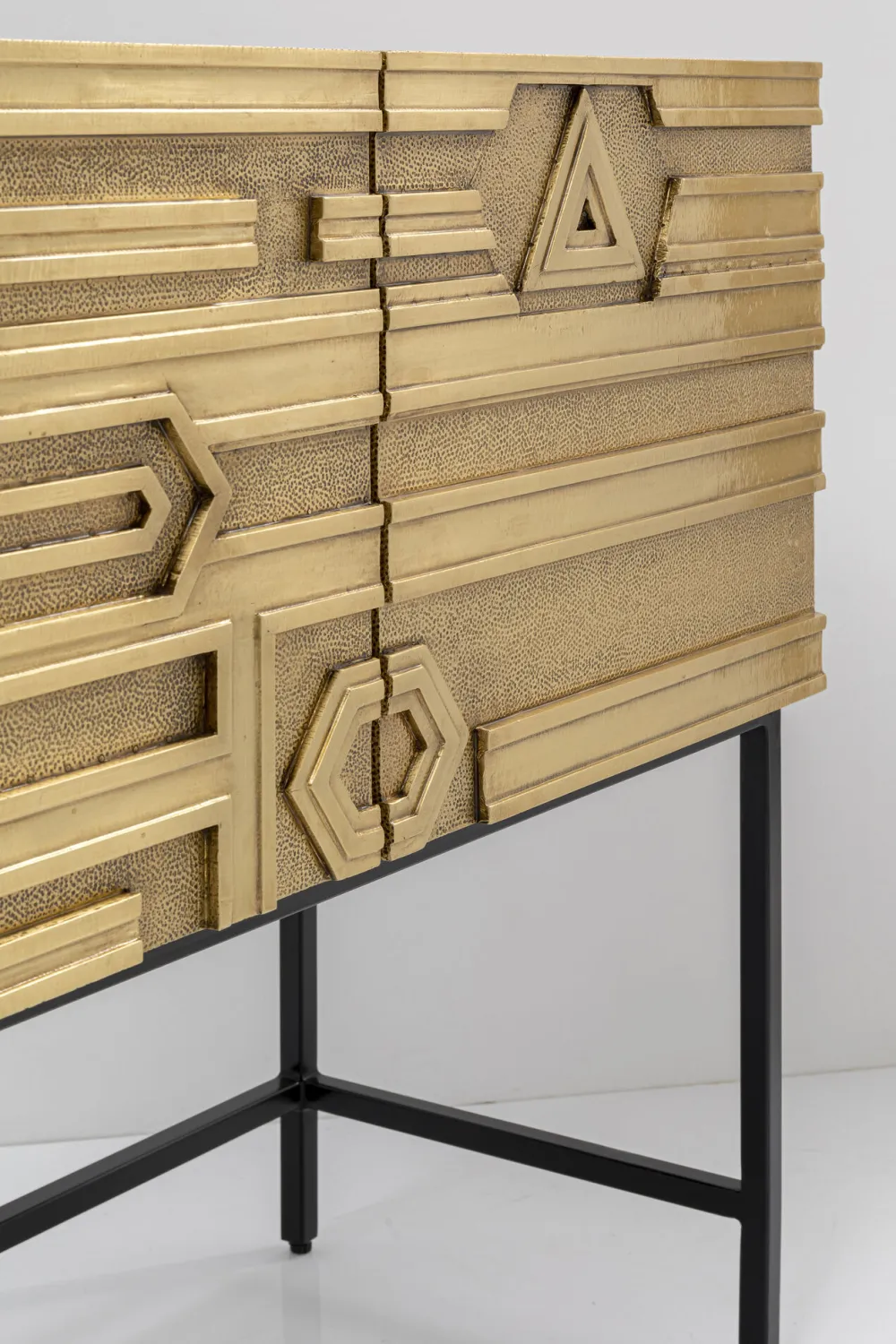 Komody*KARE Design Komoda 4-drzwiowa Złota Ręcznie Kuta Stal Mosiężna 183x86 Cm