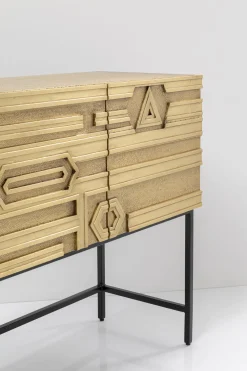 Komody*KARE Design Komoda 4-drzwiowa Złota Ręcznie Kuta Stal Mosiężna 183x86 Cm