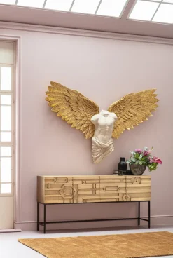 Komody*KARE Design Komoda 4-drzwiowa Złota Ręcznie Kuta Stal Mosiężna 183x86 Cm