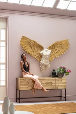 Komody*KARE Design Komoda 4-drzwiowa Złota Ręcznie Kuta Stal Mosiężna 183x86 Cm