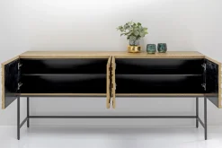 Komody*KARE Design Komoda 4-drzwiowa Złota Ręcznie Kuta Stal Mosiężna 183x86 Cm