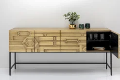 Komody*KARE Design Komoda 4-drzwiowa Złota Ręcznie Kuta Stal Mosiężna 183x86 Cm