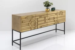 Komody*KARE Design Komoda 4-drzwiowa Złota Ręcznie Kuta Stal Mosiężna 183x86 Cm