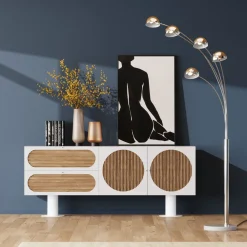Komody*KARE Design Komoda 2-drzwiowa Z 2 Szufladami Biała Front Drewno Dębowe 183x76 Cm