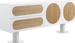 Komody*KARE Design Komoda 2-drzwiowa Z 2 Szufladami Biała Front Drewno Dębowe 183x76 Cm