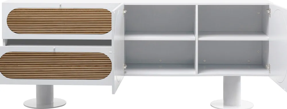 Komody*KARE Design Komoda 2-drzwiowa Z 2 Szufladami Biała Front Drewno Dębowe 183x76 Cm