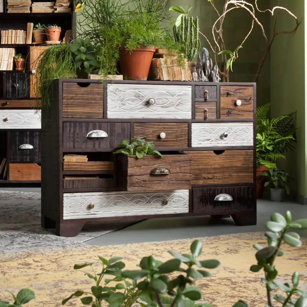 Komody*KARE Design Komoda Finca 114x80 Cm Ciemnobrązowa Mango