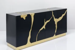 Komody*KARE Design Komoda Glamour Czterodrzwiowa Czarno-złota 165 Cm