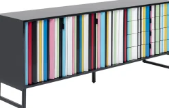 Komody*KARE Design Komoda Kolorowa Z Szufladami I Drzwiami MDF 186 Cm Podstawa Czarna Stalowa