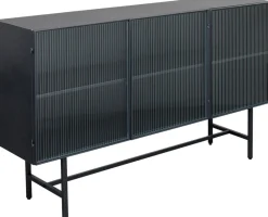 Komody*KARE Design Komoda Loft Czarna Stalowa Front Szkło Ryflowane 150x90 Cm