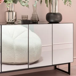 Komody*KARE Design Komoda Lustrzana 4-drzwiowa Nogi Czarne 160x80 Cm