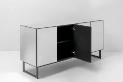Komody*KARE Design Komoda Lustrzana 4-drzwiowa Nogi Czarne 160x80 Cm