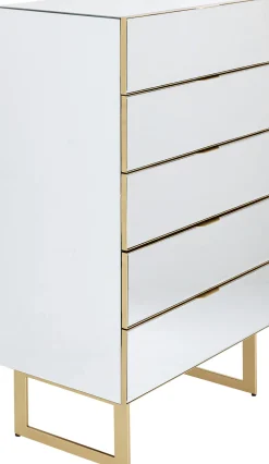 Komody*KARE Design Komoda Lustrzana Z 5 Szufladami Nogi Złote 65x114 Cm