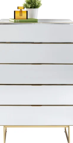 Komody*KARE Design Komoda Lustrzana Z 5 Szufladami Nogi Złote 65x114 Cm