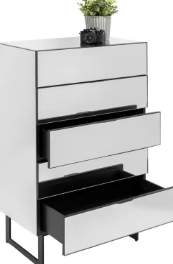 Komody*KARE Design Komoda Lustrzana Z 5 Szufladami Nogi Czarne 65x114 Cm