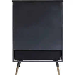 Komody*KARE Design Komoda Metalowa Czarna Grafitowa Z Przeszklonymi Frontami Złotymi Uchwytami Metalowymi Nogami 65x38 Cm