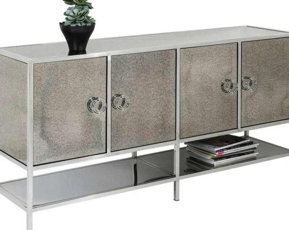 Komody*KARE Design Komoda Moonscape 156x80 Cm Srebrna
