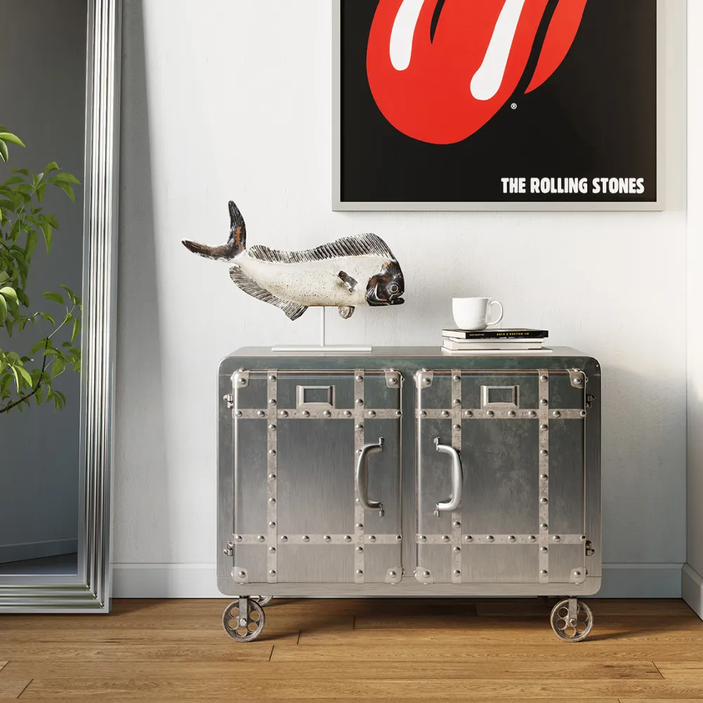 Komody*KARE Design Komoda Na Kółkach Buster 81x60 Cm Srebrna