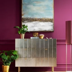 Komody*KARE Design Komoda Srebrno Złota Z Szufladami I Uchwytami 106x89 Cm