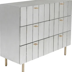 Komody*KARE Design Komoda Srebrno Złota Z Szufladami I Uchwytami 106x89 Cm