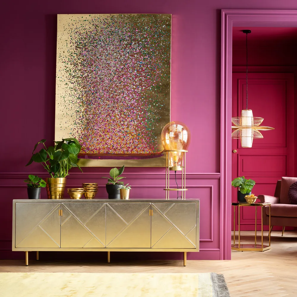 Komody*KARE Design Komoda Venice Triangle 180x64 Cm Srebrno Złota