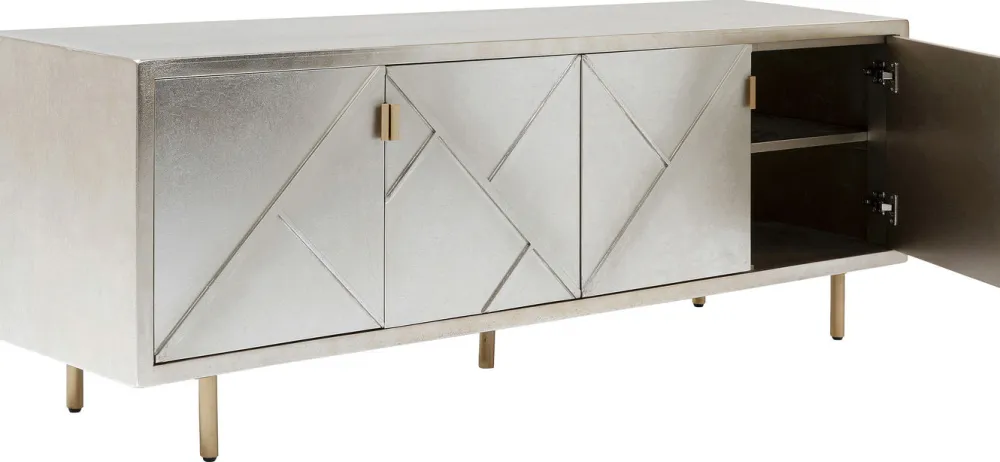 Komody*KARE Design Komoda Venice Triangle 180x64 Cm Srebrno Złota