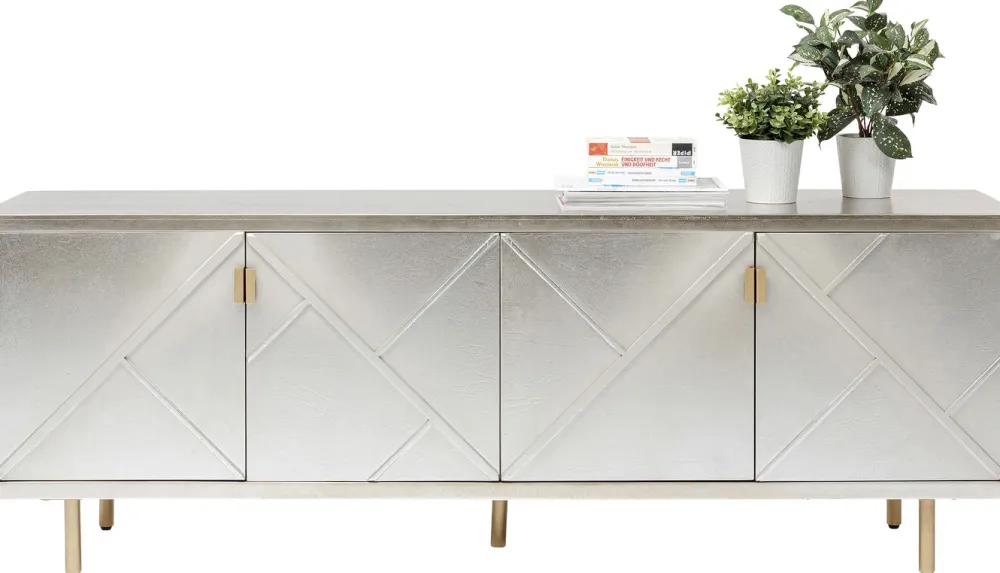 Komody*KARE Design Komoda Venice Triangle 180x64 Cm Srebrno Złota