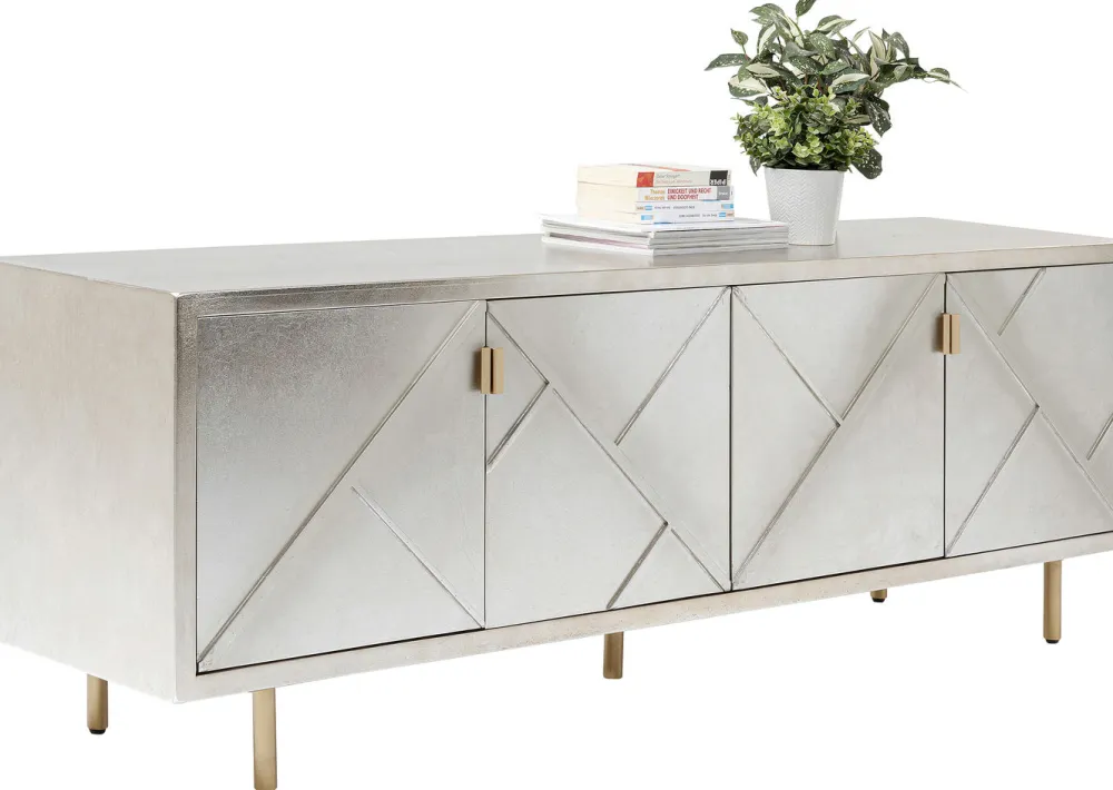 Komody*KARE Design Komoda Venice Triangle 180x64 Cm Srebrno Złota