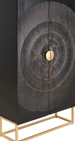 Komody*KARE Design Komoda Wysoka Drewniana Boho Czarno-brązowa 76x140 Cm