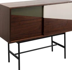 Komody*KARE Design Komoda Z Drzwiami Przesuwnymi Brązowa Fornir Orzech Front Geometryczny 110x95 Cm