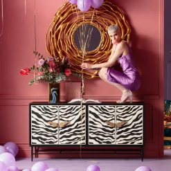 Komody*KARE Design Komoda Zebra 160x80 Cm Czarno-kremowa