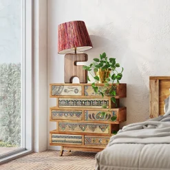 Komody*KARE Design Komoda Z 8 Szufladami Drewno Mango Kolorowe Ornamenty 65x65 Cm