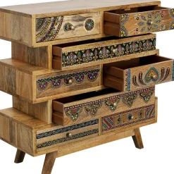 Komody*KARE Design Komoda Z 8 Szufladami Drewno Mango Kolorowe Ornamenty 65x65 Cm