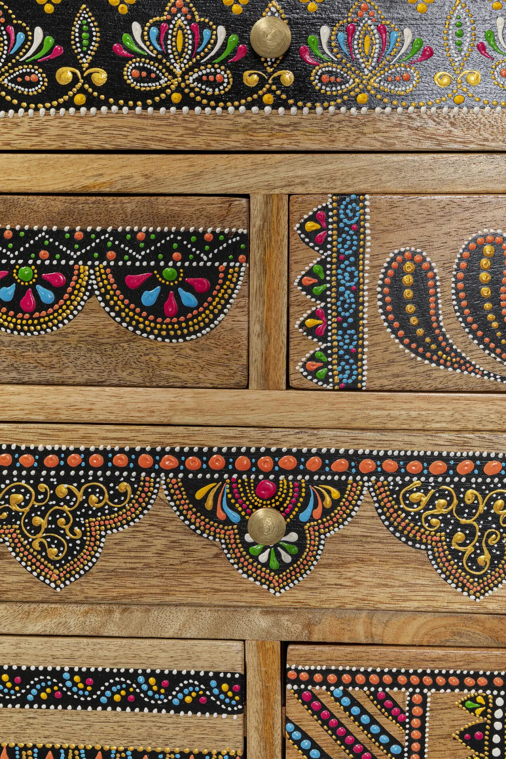 Komody*KARE Design Komoda Z 8 Szufladami Drewno Mango Kolorowe Ornamenty 65x65 Cm