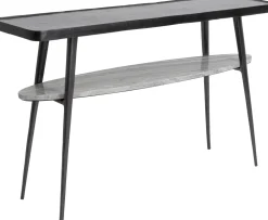Konsole I Toaletki*KARE Design Konsola Czarna Z Aluminium Półka Marmurowa 135x35 Cm