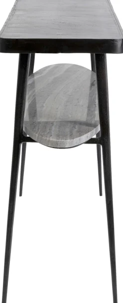 Konsole I Toaletki*KARE Design Konsola Czarna Z Aluminium Półka Marmurowa 135x35 Cm