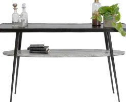 Konsole I Toaletki*KARE Design Konsola Czarna Z Aluminium Półka Marmurowa 135x35 Cm