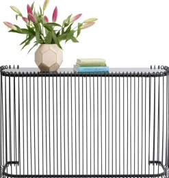 Konsole I Toaletki*KARE Design Konsola Czarna Z Blatem Szklanym 142x43 Cm