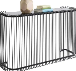 Konsole I Toaletki*KARE Design Konsola Czarna Z Blatem Szklanym 142x43 Cm