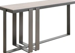 Konsole I Toaletki*KARE Design Konsola Do Przedpokoju Blat Fornirowany Orzech Nogi Stalowe 150x45 Cm