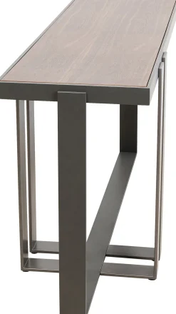 Konsole I Toaletki*KARE Design Konsola Do Przedpokoju Blat Fornirowany Orzech Nogi Stalowe 150x45 Cm