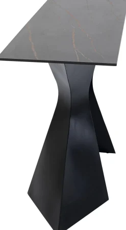 Konsole I Toaletki*KARE Design Konsola Do Przedpokoju Czarna Blat Marmur Mineralny Nogi Stalowe 140x45 Cm