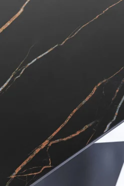 Konsole I Toaletki*KARE Design Konsola Do Przedpokoju Czarna Blat Marmur Mineralny Nogi Stalowe 140x45 Cm