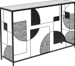 Konsole I Toaletki*KARE Design Konsola Do Przedpokoju Loft Czarna Stalowa Blat Lustrzany 120x33 Cm