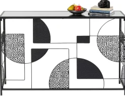 Konsole I Toaletki*KARE Design Konsola Do Przedpokoju Loft Czarna Stalowa Blat Lustrzany 120x33 Cm