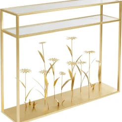 Konsole I Toaletki*KARE Design Konsola Flower Meadow 100x25 Cm Złota