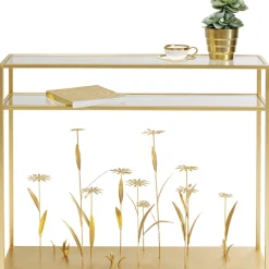 Konsole I Toaletki*KARE Design Konsola Flower Meadow 100x25 Cm Złota