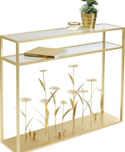 Konsole I Toaletki*KARE Design Konsola Flower Meadow 100x25 Cm Złota