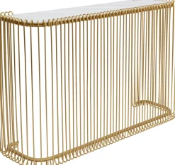 Konsole I Toaletki*KARE Design Konsola Glamour Złota Blat Szklany 142x43 Cm